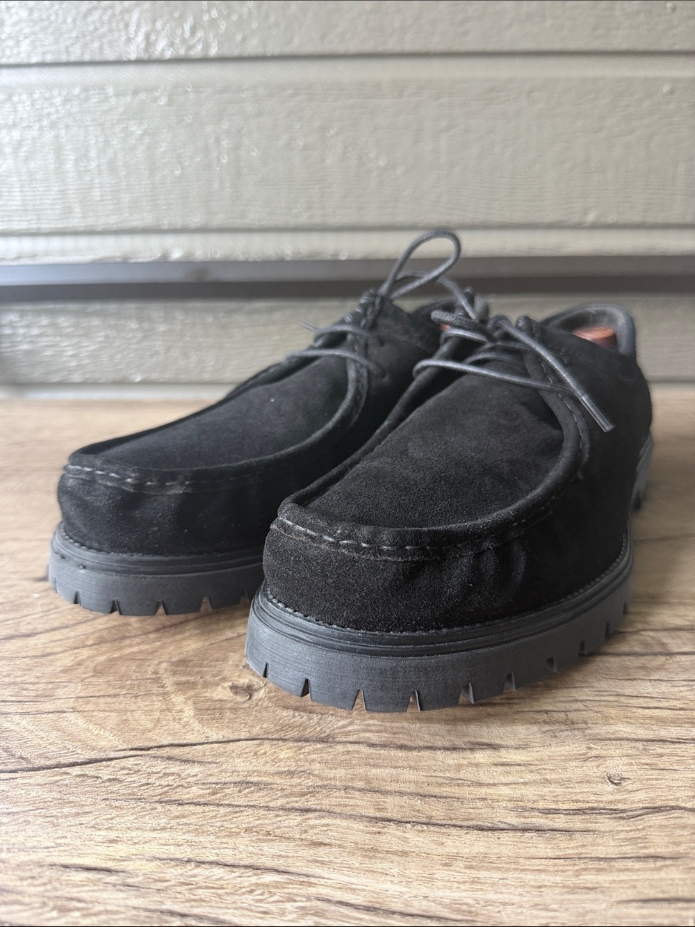 ASOS Men’s Black Suede Lug Sole Moccasin Loafers size 10.5